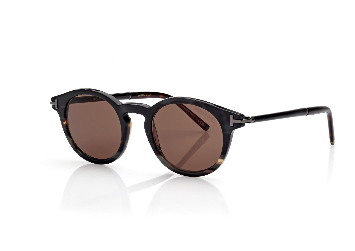Round Horn And Titanium Sunglasses