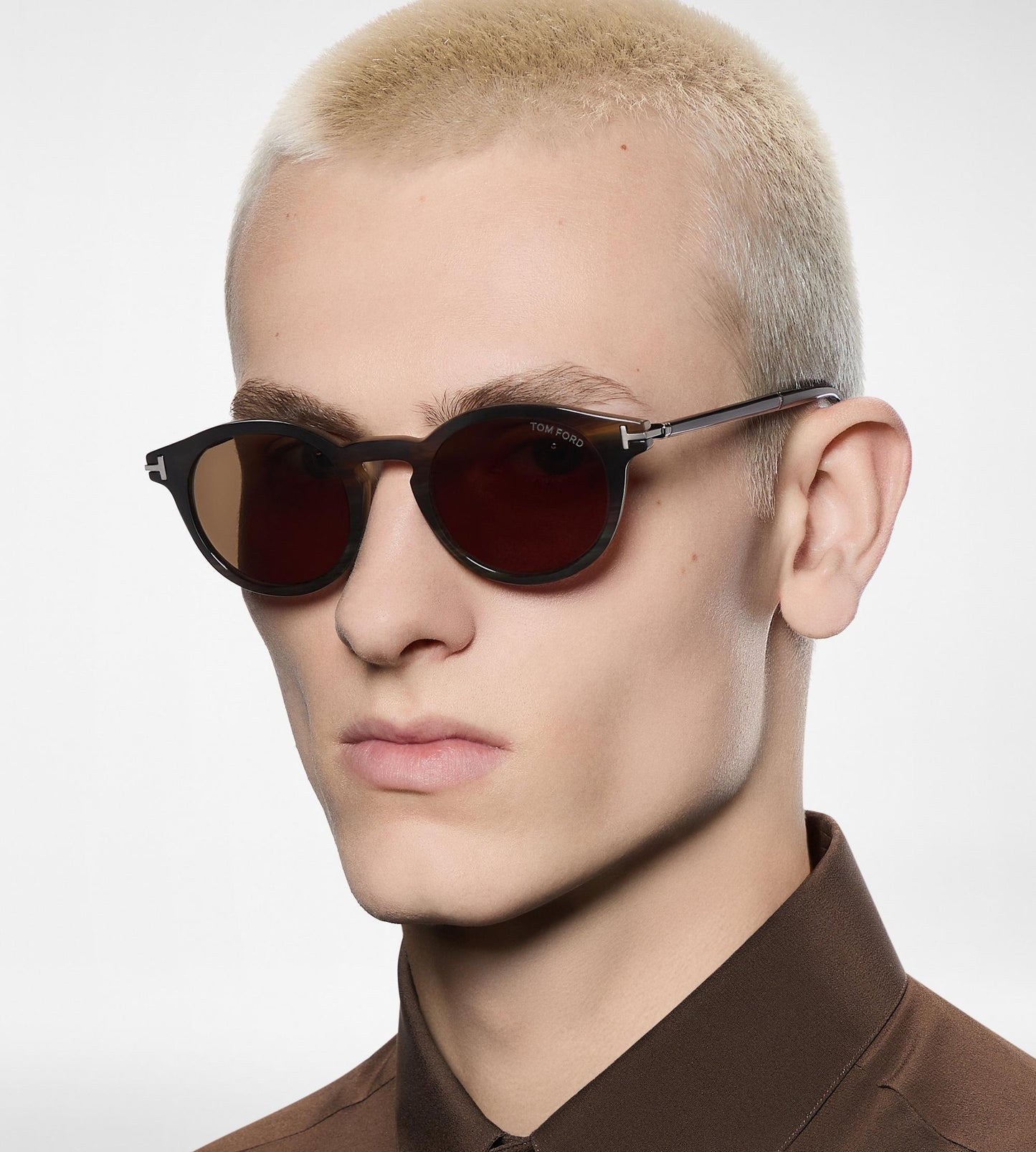 Round Horn And Titanium Sunglasses