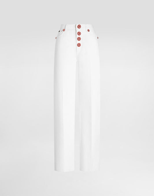 5-pocket denim trousers with jewel buttons