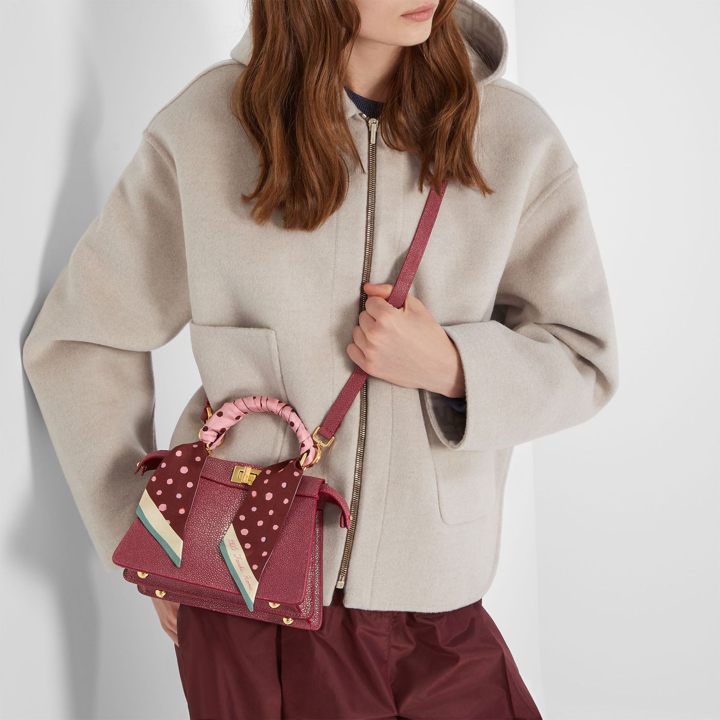 Wrappy Burgundy and pink silk scarf
