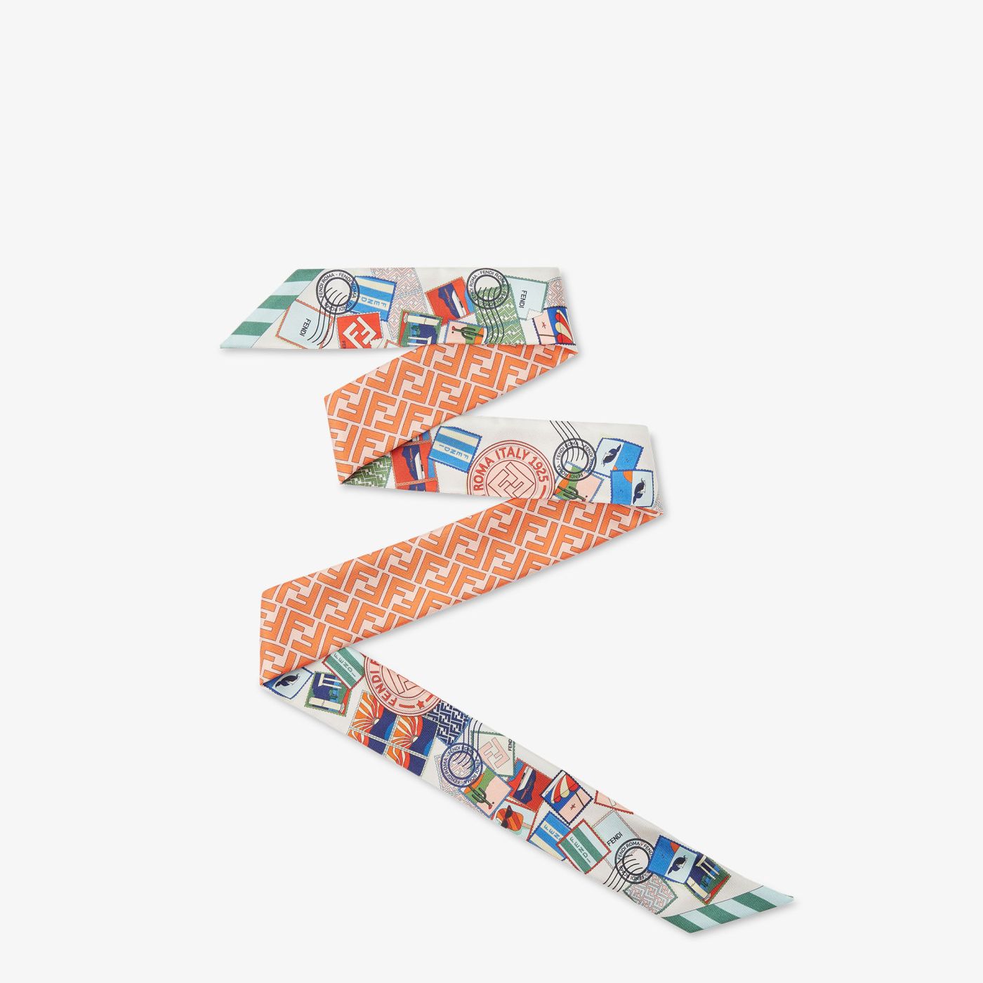 Wrappy Multicolor printed silk narrow scarf