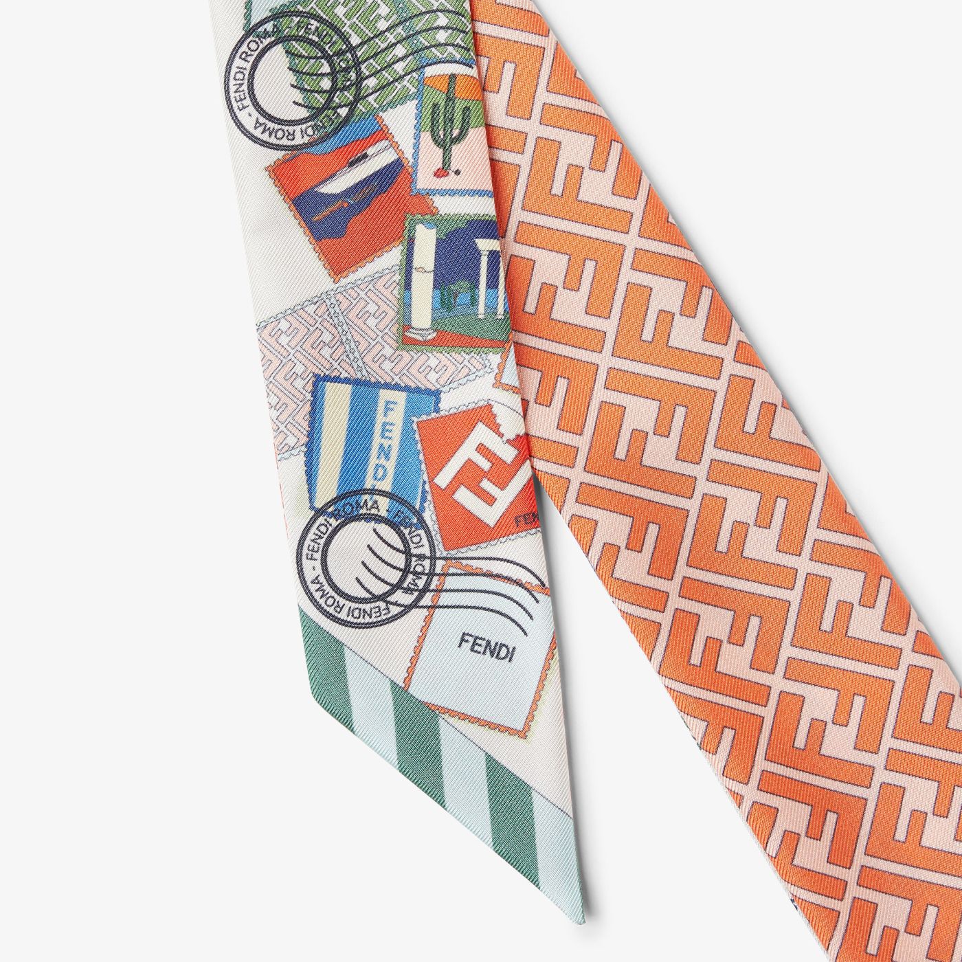 Wrappy Multicolor printed silk narrow scarf