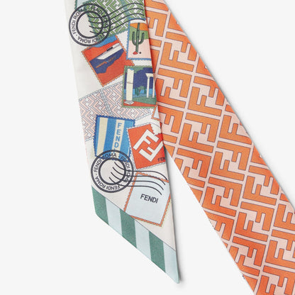 Wrappy Multicolor printed silk narrow scarf