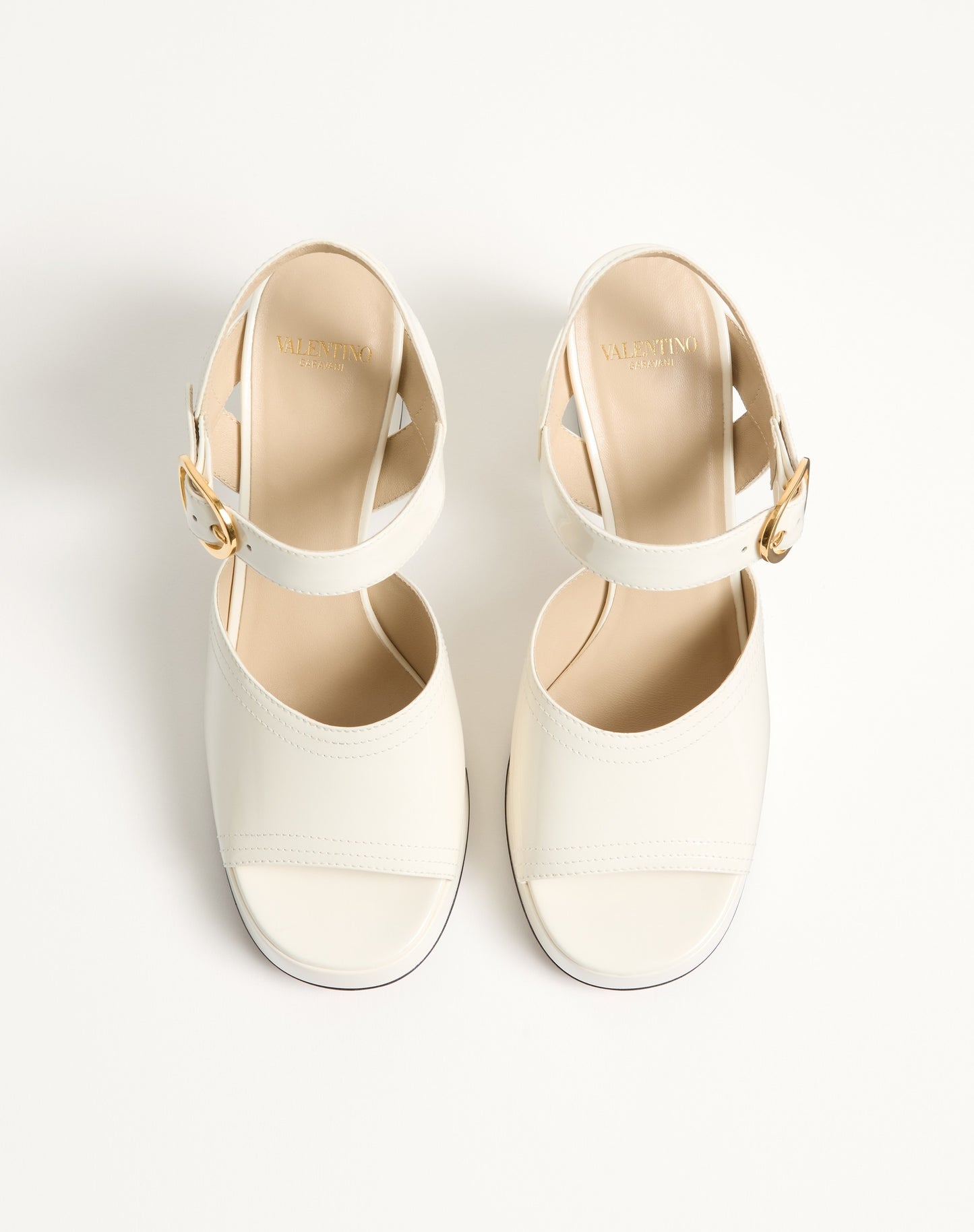 Fawcette Platform Sandal In Polished Calfskin 100mm