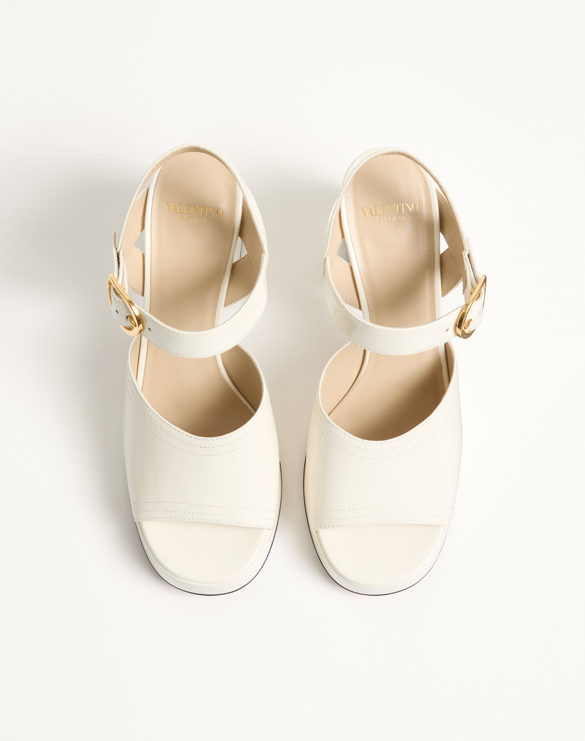 Fawcette Platform Sandal In Polished Calfskin 100mm