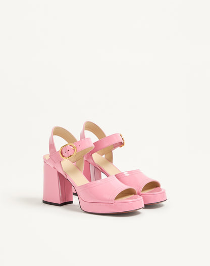 Fawcette Platform Sandal In Polished Calfskin 100mm