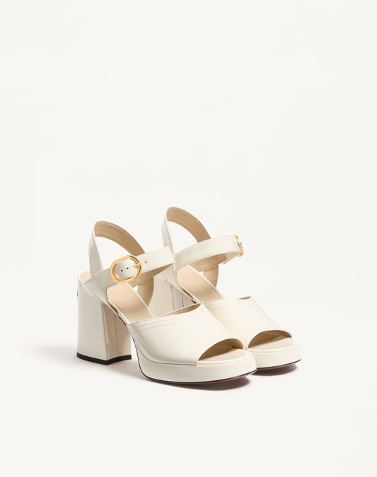 Fawcette Platform Sandal In Polished Calfskin 100mm
