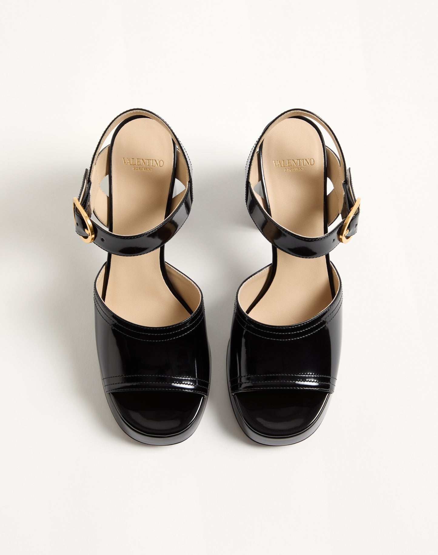 Fawcette Platform Sandal In Polished Calfskin 100mm
