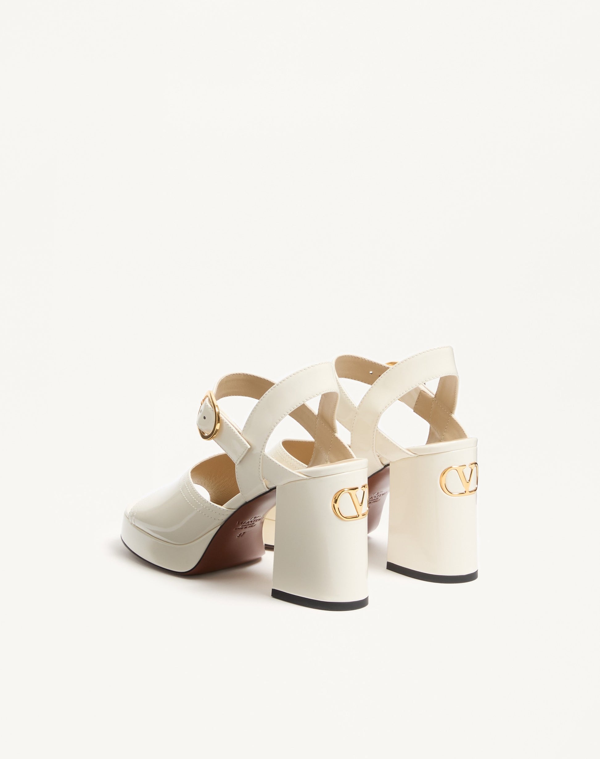 Fawcette Platform Sandal In Polished Calfskin 100mm