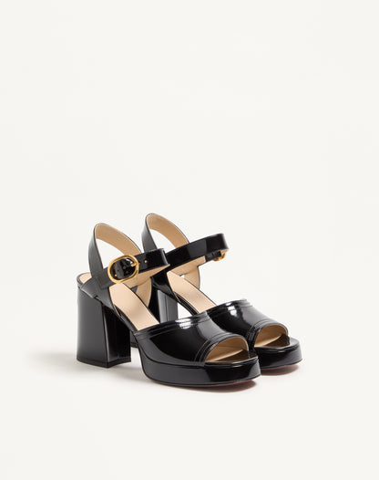 Fawcette Platform Sandal In Polished Calfskin 100mm