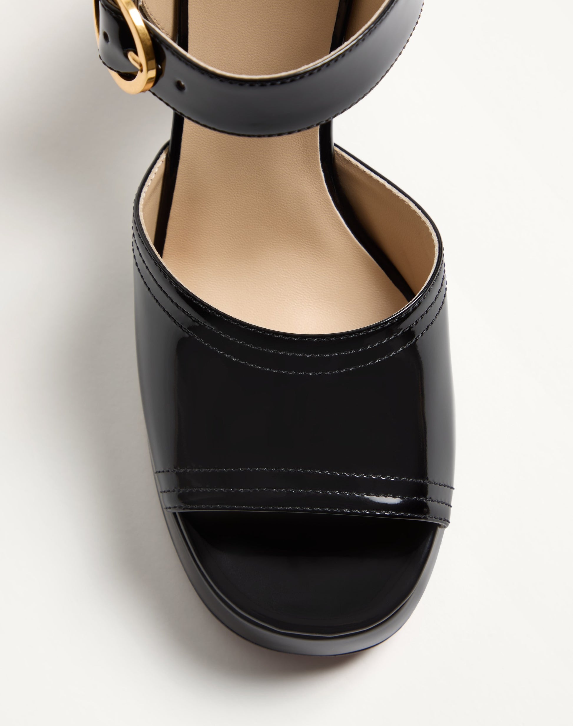 Fawcette Platform Sandal In Polished Calfskin 100mm