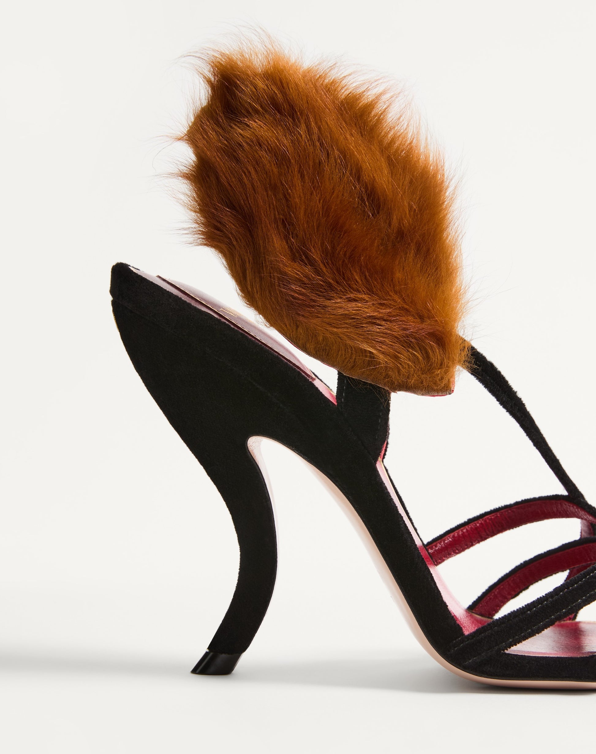 Fetishique Velvet Sandal With Fur Leaf 105 Mm