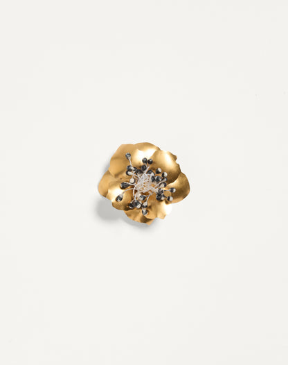 Fleur Lumineuse Brooch In Metal And Fabric