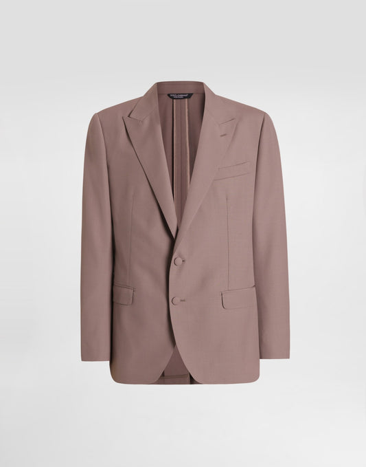 Single-breasted wool poplin jacket
