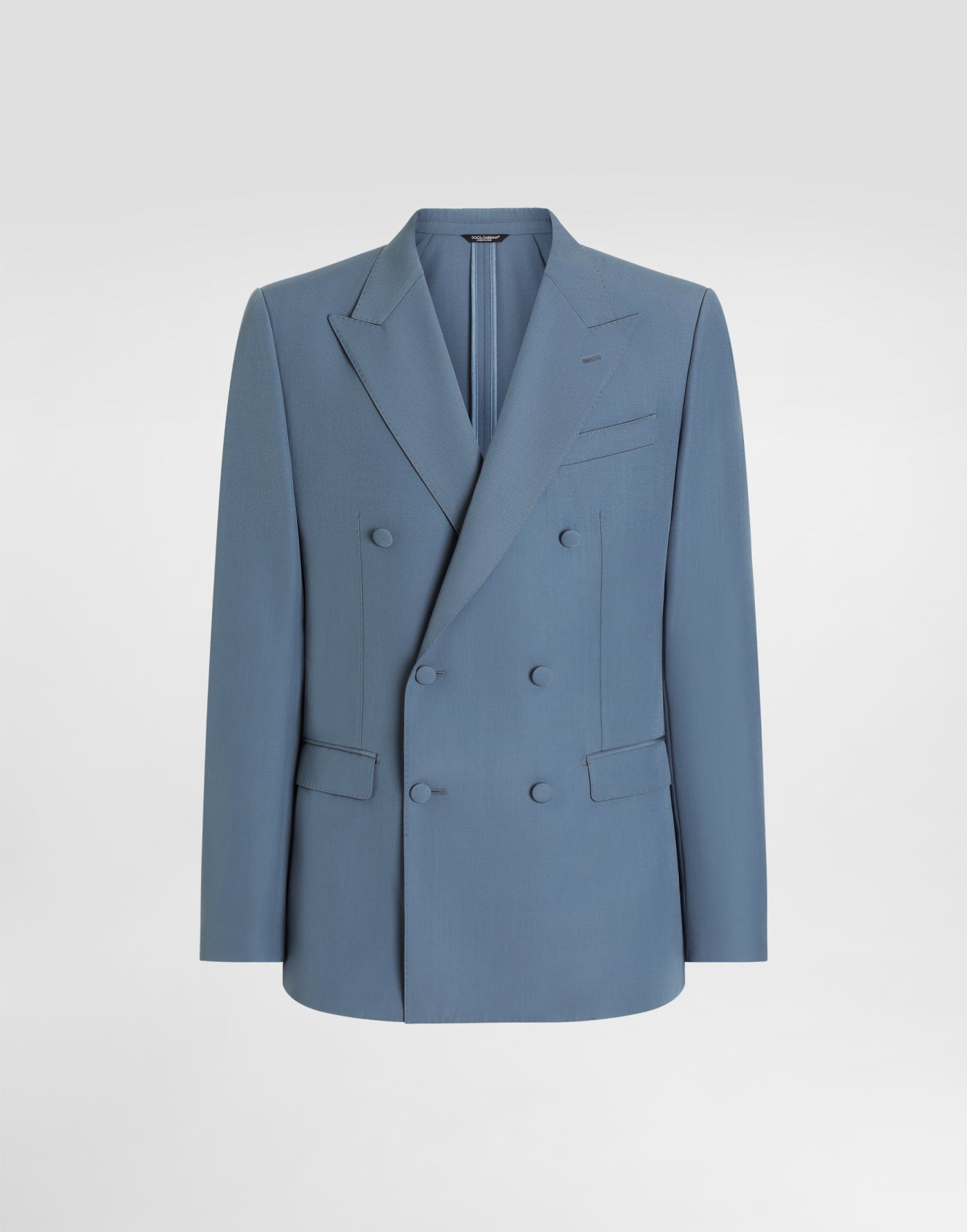 Double-breasted wool poplin jacket
