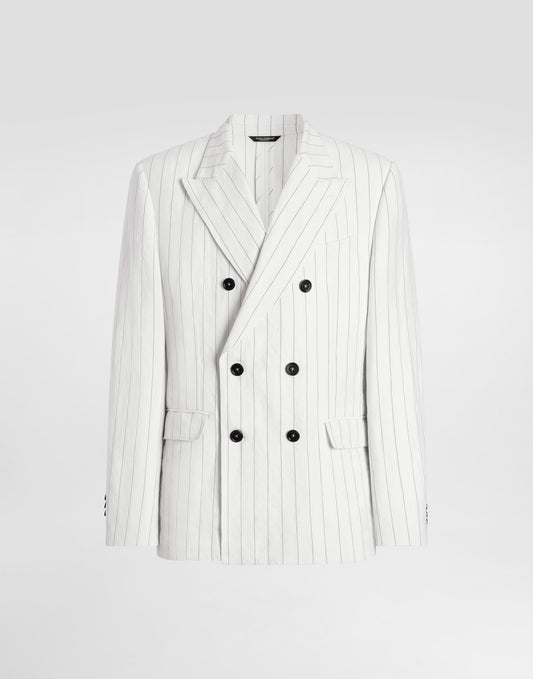 Double-breasted linen and wool jacket
