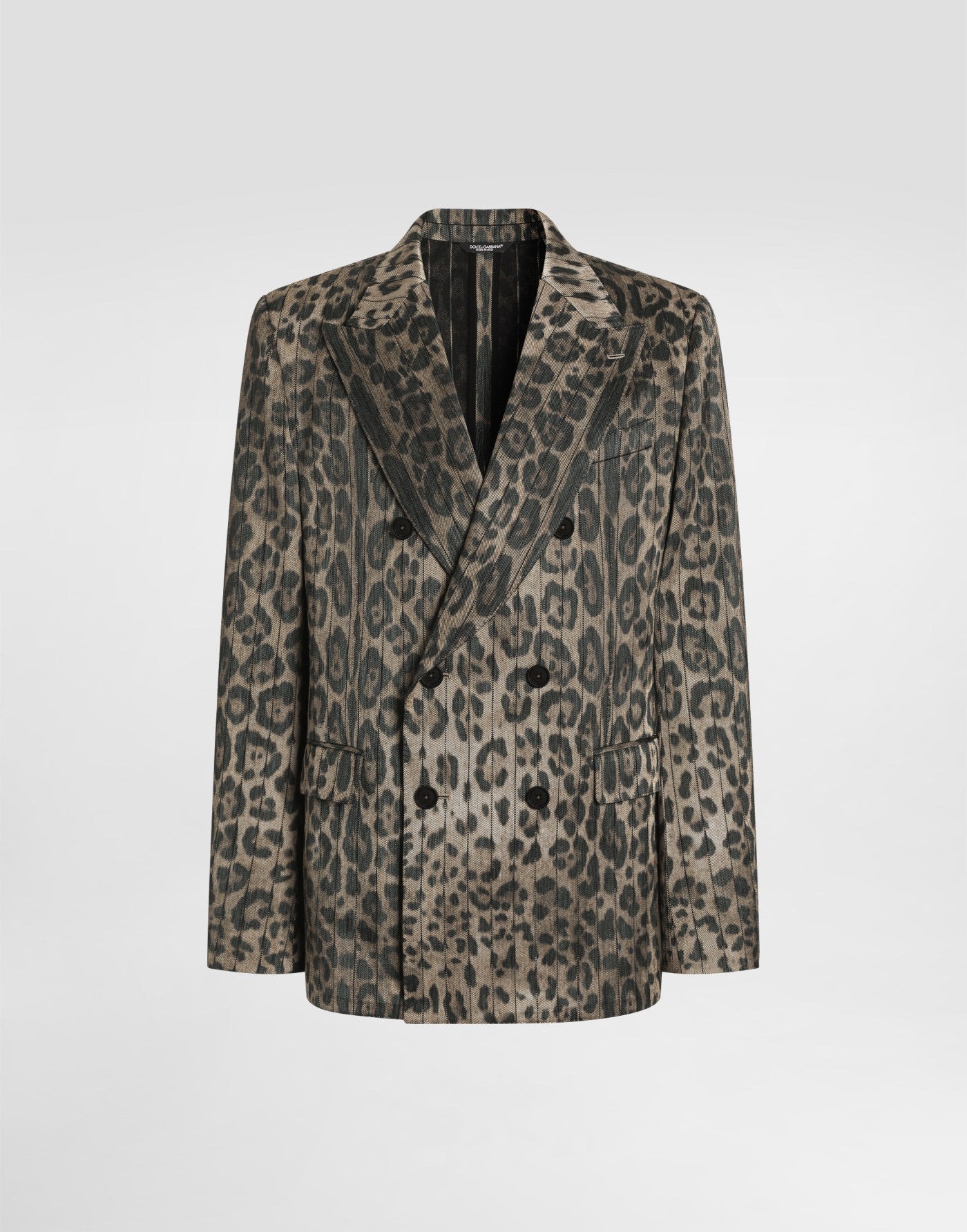 Leopard-print jacquard double-breasted jacket