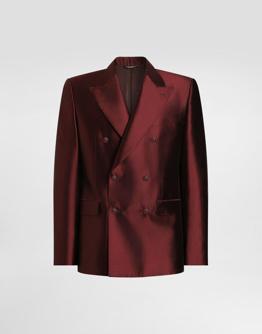 Sicilia light double-breasted jacket in shantung silk