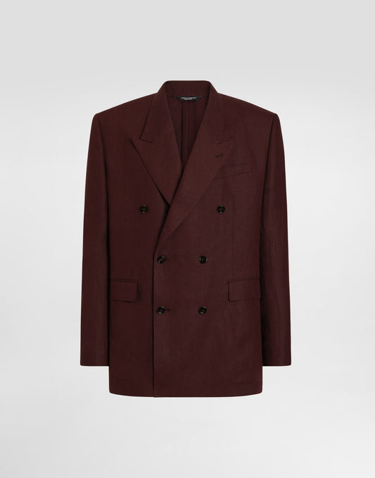 Sicilia light double-breasted linen jacket