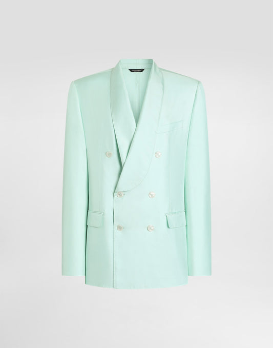 Sicilia light double-breasted jacket in silk twill