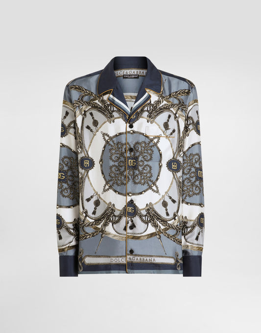Cargo-print silk twill shirt