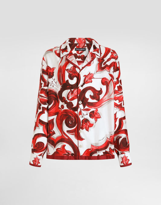 Majolica-print vanity twill shirt
