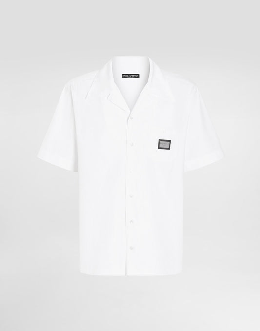 Cotton Hawaiian shirt with branded tag