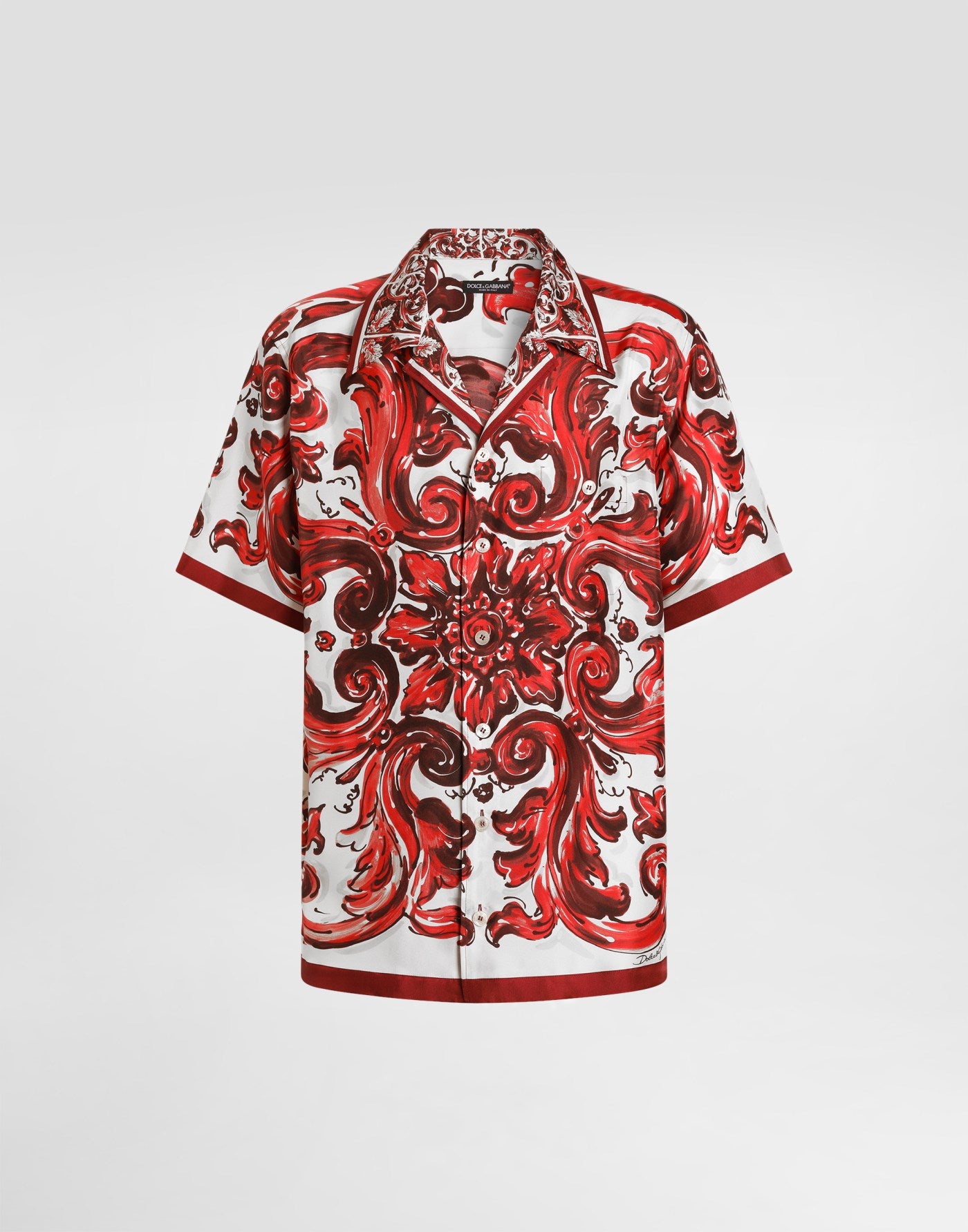 Majolica-print silk twill hawaii shirt