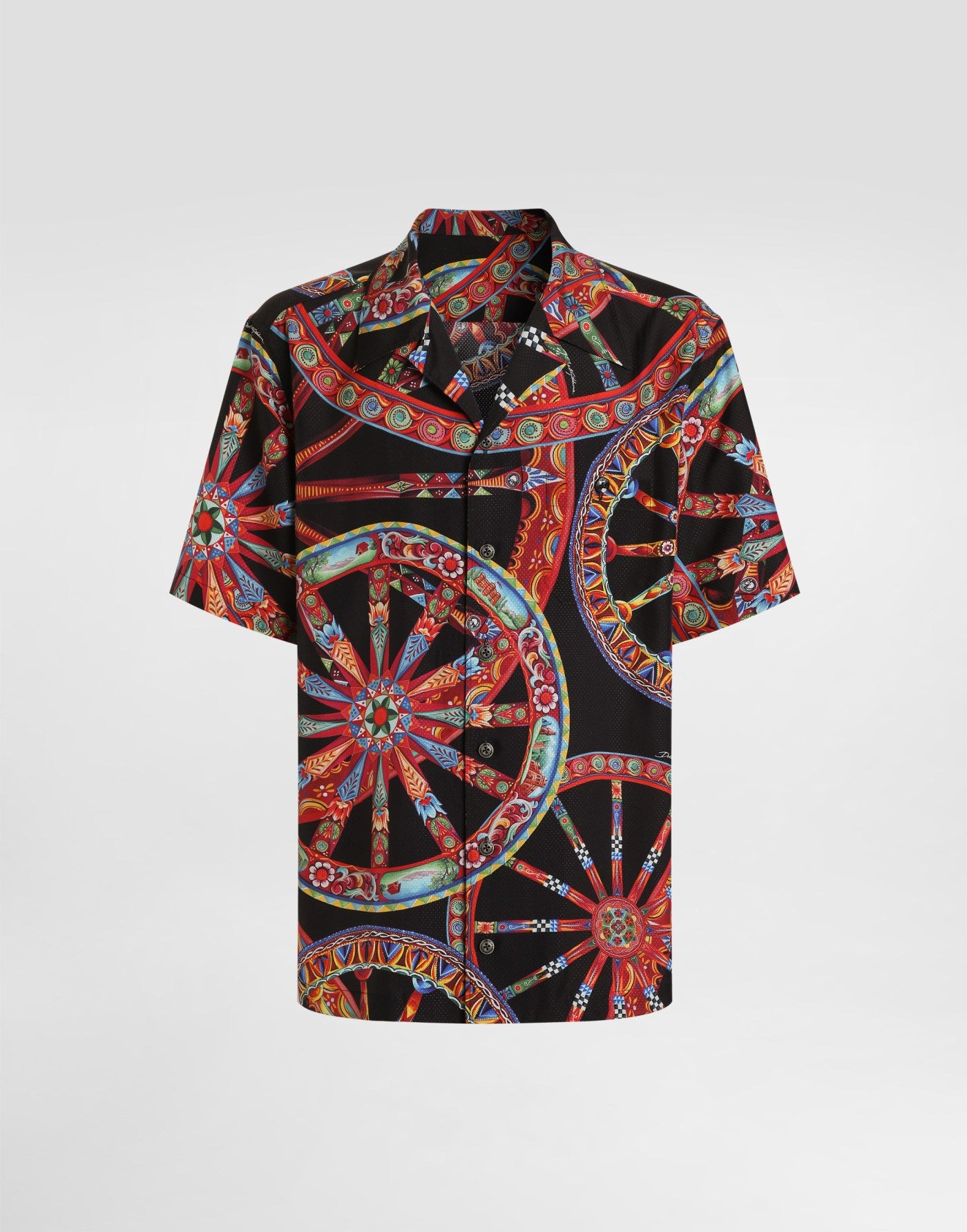 Carretto-print hawaii silk jacquard shirt