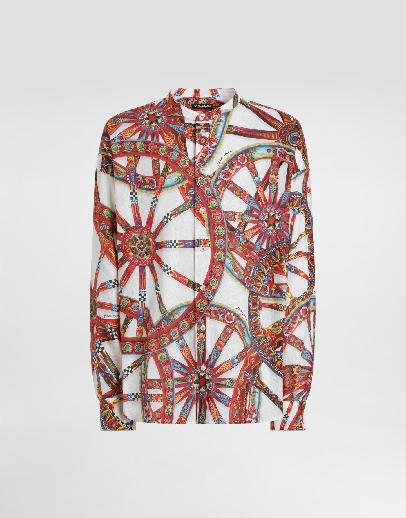 Carretto-print linen shirt