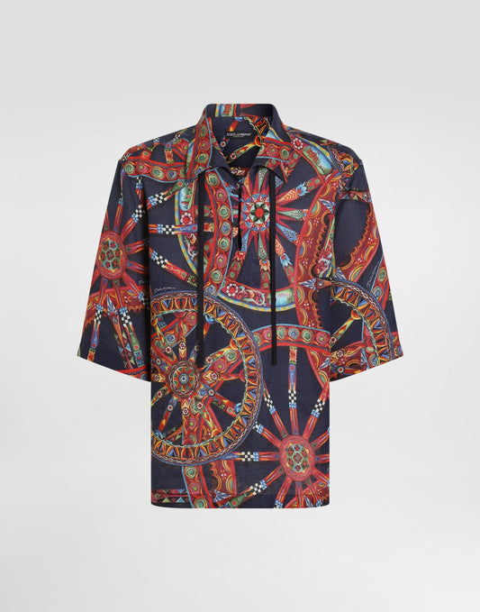 carretto-print hawaii linen shirt