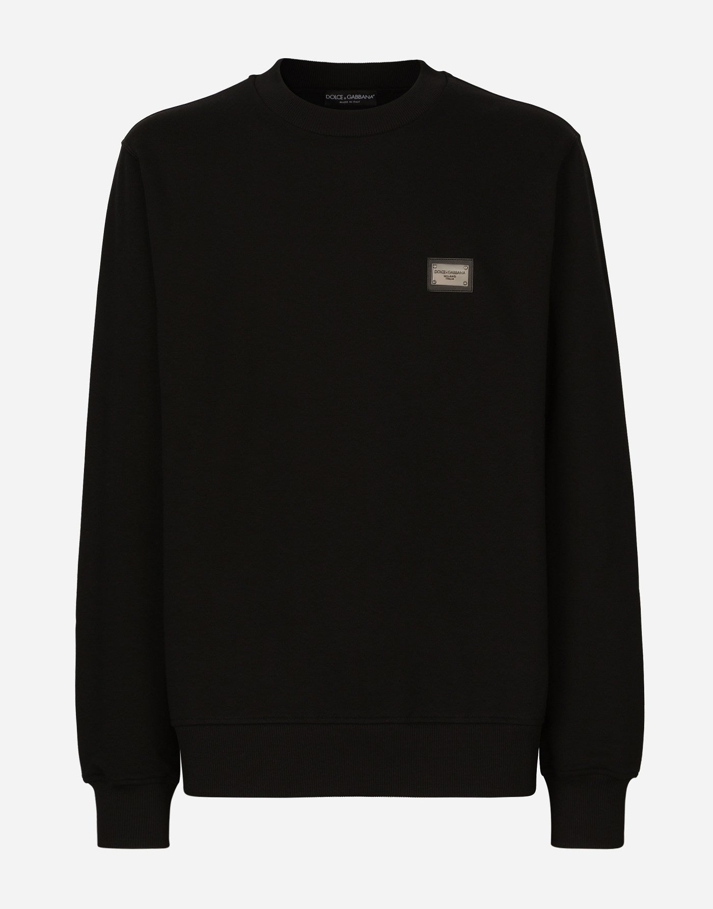 Jersey sweatshirt with branded tag