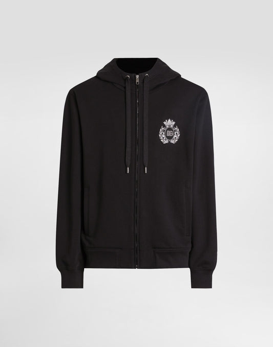 Cotton hoodie heraldic patch