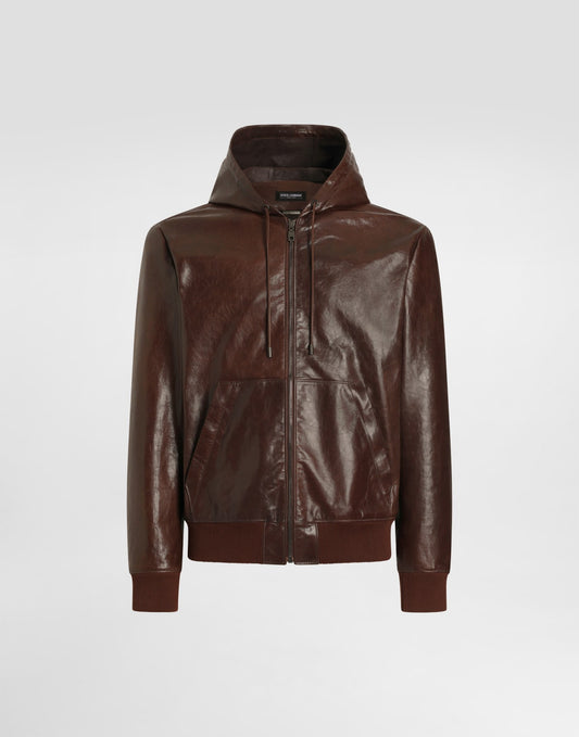 Hooded leather jacket