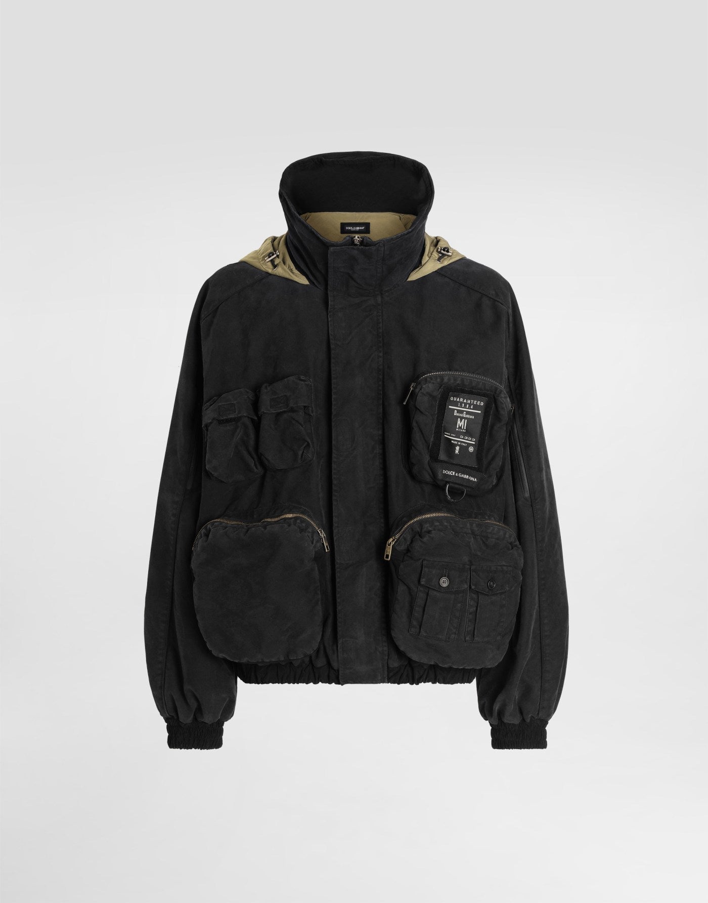 Waxed natté bomber jacket