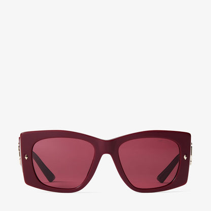 Gabi Cranberry and Dark Violet Butterfly Sunglasses