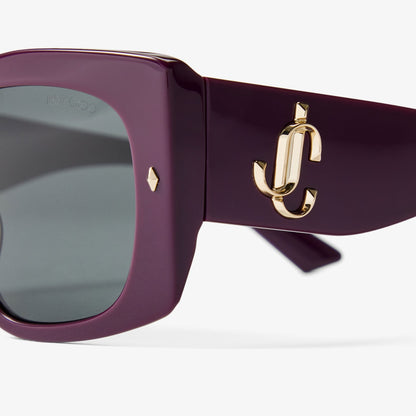Gabi Prune and Grey Acetate Butterfly Sunglasses