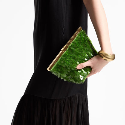 Ganache Clover All Over Heart Pailettes Clutch Bag