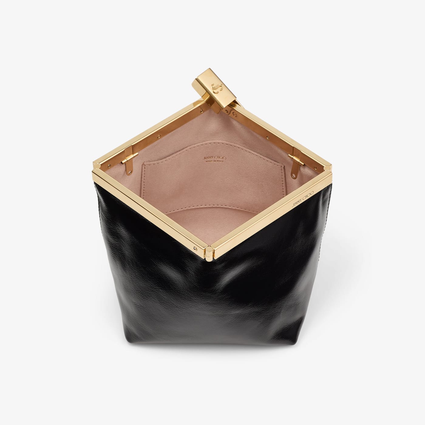 Ganache Black Biker Leather Clutch Bag