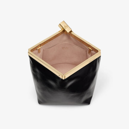 Ganache Black Biker Leather Clutch Bag