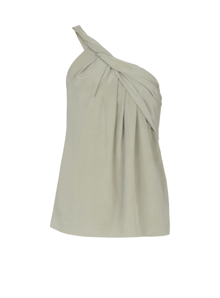 Draped one-shoulder silk crepe top
