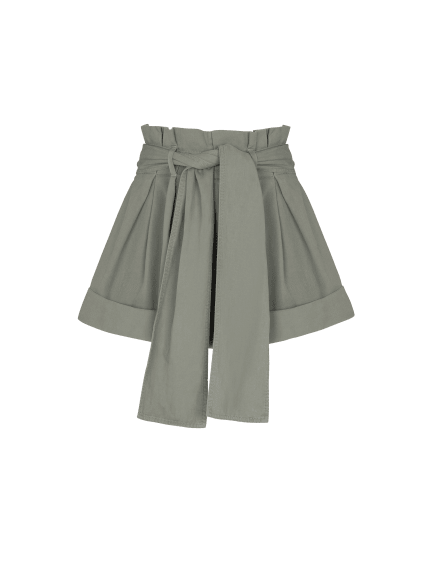 Cotton gabardine high-waisted shorts