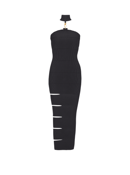 Long sleeveless dress with embellished detail