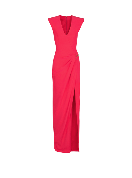 Long crepe dress with embellished detail