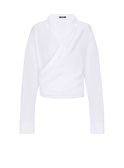 Draped cotton poplin shirt