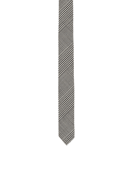 Slim wool tie with Prince of Wales print