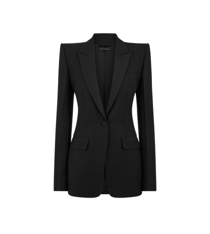 Wool Silk Blend Single Breasted Tuxedo Jacket
