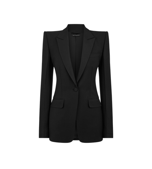 Wool Silk Blend Single Breasted Tuxedo Jacket