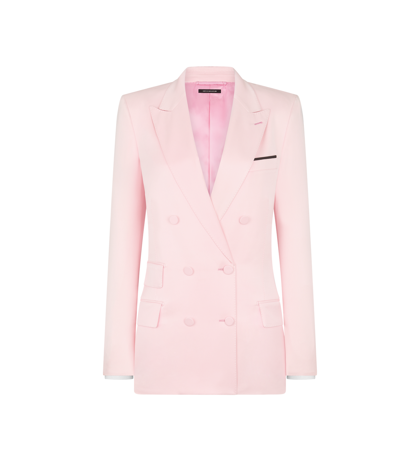 Silk Satin Double Breasted Peak Lapel Jacket