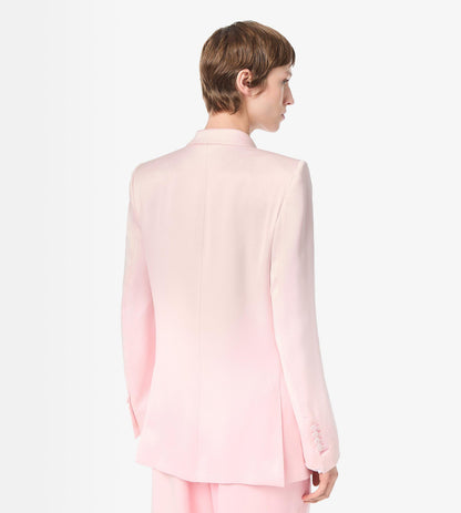 Silk Satin Double Breasted Peak Lapel Jacket